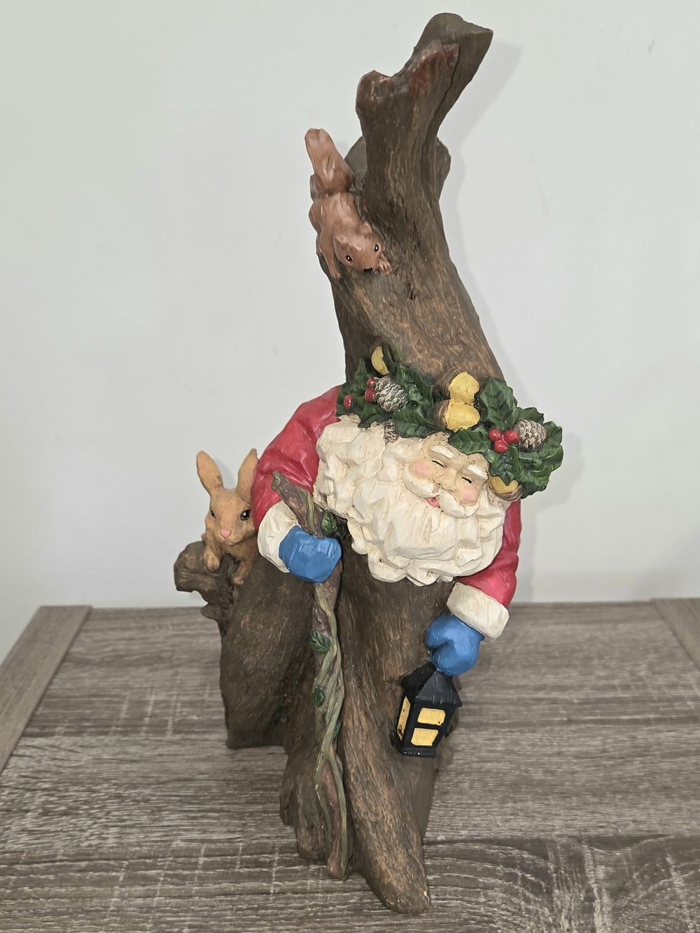 Woodland Santa Claus Figurine with Staff & Woodland Animals 11" SEE PICTURES